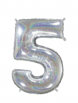 IPK - Number Foil 5 Hologram Silver 70 Cm - Laste s&uuml;nnip&auml;ev - 0