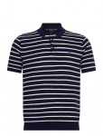 Polo Ralph Lauren - Striped Cotton-Linen Polo-Collar Sweater - L&uuml;hikeste varrukatega - L