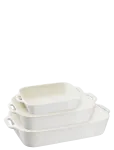 STAUB - Set Med Ivory White Rektangul&auml;ra Ugnsformar 3-Delar - Ahjuvormid - 1X 20X 16CM;1X 27X 20CM;1X 34X 24CM