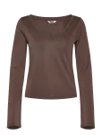 Monki - Long-Sleeved V-Neck Top - Pikkade varrukatega - XXS