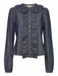 By Ti Mo - Denim Flounce Blouse - Pikkade varrukatega - XL