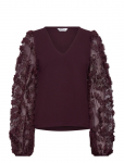 Bubbleroom - 3D Floral Sleeve V-Neck Top - Pikkade varrukatega - 32-34