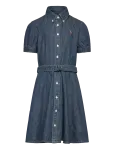 Ralph Lauren Kids - Belted Cotton Denim Shirtdress - L&uuml;hikeste varrukatega vabaajakleidid - 129-130