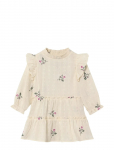 Fliink - Dobby Ls Rose Embr Dress - Pikkade varrukatega vabaajakleidid - 98
