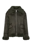 Topshop - Tstilda Shearling Collar Jacket Otw - Kunstkarusnahk - S
