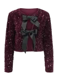 ONLY - Onlanika Sequins Ls Bow Top Wvn Cs - Kardiganid - XL