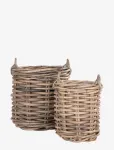 House Nordic - Alina - Baskets, Kubu Rattan, Natural, Set Of 2 - Lillepotid - 44X44X58/57X57X63CM