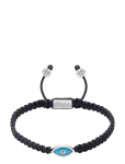 Nialaya - Men's Black String Bracelet With Silver Evil Eye - K&auml;ev&otilde;rud - M