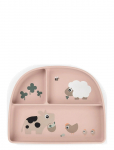 Done By Deer - Stick&Stay Compartment Plate Tiny Farm Powder - Taldrikud - 20X 16X H 3CM
