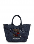 Ganni - Small Trapeze Shopper Bear Tweed Denim Tote Bag - Rihmaga kotid - ONE SIZE