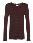 Rosemunde - Rwbabette Silk Ls V-Neck Lace Cardi - Kardiganid - XL