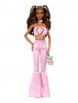 Barbie - Deluxe Style Fashion Doll #12 In Pink Denim Crop Top And Flare Jeans, Brunette - Nukud - ONE SIZE