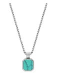 Nialaya - Silver Necklace With Square Turquoise Pendant - Kaelakeed - 22'