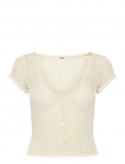 Monki - Short-Sleeved Crochet Top - L&uuml;hikeste varrukatega - S