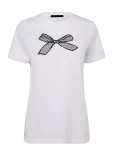 French Connection - Mesh Bow Cotton T Shirt - L&uuml;hikeste varrukatega - M