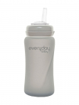 Everyday Baby - Glass Straw Bottle Healthy + Quiet Grey - Nokaga tasssid - 240 ml