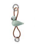 Kay Bojesen - Fugl S&oslash;lvtonet Metal N&oslash;glering Med Naturl&aelig;der Gr&oslash;n - Puidust kujud - 4.5 CM