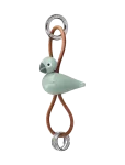Kay Bojesen - Fugl S&oslash;lvtonet Metal N&oslash;glering Med Naturl&aelig;der Gr&oslash;n - Puidust kujud - 4.5 CM