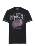 Ganni - Basic Cotton Jersey Raspberry Print - L&uuml;hikeste varrukatega - XS