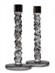 Orrefors - Carat Candlestick Anthracite H 242Mm 2-Pack - K&uuml;&uuml;nlajalad - H24.2CM