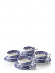 Spode - Blue Italian Teacup & Saucer 4-Pack - Teetassid - 20 cl
