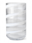 Lyngby Porcel&aelig;n - Lyngby Vase H25 Cm Swirl Hvid Mundbl&aelig;st Glas - Small Vases - 25 CM