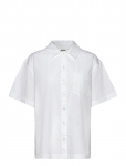 Monki - Oversized Short-Sleeved Cotton Poplin Shirt - L&uuml;hikeste varrukatega - S