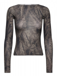 Weekday - Slim Fit Printed Long-Sleeved Boat-Neck Top - Pikkade varrukatega - XS