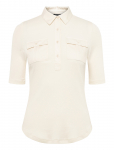 Lauren Ralph Lauren - Rib-Knit Elbow-Sleeve Collared Top - L&uuml;hikeste varrukatega - M