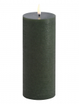 UYUNI Lighting - Led Pillar Candle, Olive Green, Rustic, 7,8X20,3 Cm - Plokkk&uuml;&uuml;nlad - H20.3CM