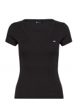 Tommy Jeans - Tjw Slim Essential Rib V Ss - L&uuml;hikeste varrukatega - XL