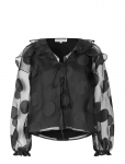 STINE GOYA - Dotted Organza, Multi Ruffle Raglan Top - Pikkade varrukatega - XL