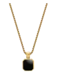 Nialaya - Gold Necklace With Square Onyx Pendant - Kaelakeed - 22"