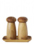 Aida - Raw Teak - Small Ceramic Grinder Set With Tray Grinder H13.4Xd6.0 Cm. / Tray L17Xw10Xh1.9Cm. - V&uuml;rtsiveskid - H:13.4CM