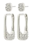 Pilgrim - Instant Earrings 2-In-1 Set, Silver-Plated - R&otilde;ngad - ONE SIZE