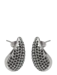 Bud To Rose - Drop Crystal Stud Earring Black/Silver - Statement k&otilde;rvar&otilde;ngad - ONE SIZE