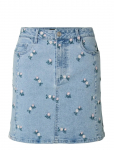 Pieces - Pcflora Hw Short Denim Emb Skirt Noos - L&uuml;hikesed seelikud - L