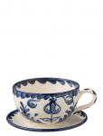 J-Line - Cup+Plate Granada Cer Wh/Blu - Kohvitassid - &Oslash; 13 CM
