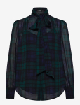 Lauren Ralph Lauren - Black Watch Georgette Tie-Neck Blouse - Pikkade varrukatega - S