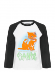 Ganni - Family 3 0 Cat Print Cropped T Shirt - Pikkade varrukatega - S