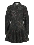 Ganni - Stretch Cotton Buttoned Mini Dress In Phantom Floral - L&uuml;hikesed kleidid - 34