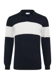 Davida Cashmere - Man Open Collar One Stripe - Pikkade varrukatega kootud polos&auml;rgid - S