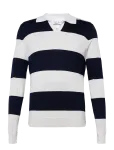 Davida Cashmere - Man Fine Knit Open Collar Striped - Pikkade varrukatega kootud polos&auml;rgid - M