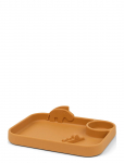 Done By Deer - Peekaboo Compartment Plate Deer Friends Mustard - Taldrikud - 21.5X 16X 5CM