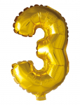 Joker - Foil Balloon Number 3 Gold 86 Cm - Peotarbed - 86 cm