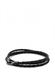 Nialaya - Men's Black Wrap-Around Leather Bracelet - K&auml;ev&otilde;rud - M 17 cm