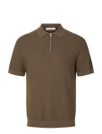 Selected - Slmcran Ss Knit Structure Zip Polo Noos - L&uuml;hikeste varrukatega - XL