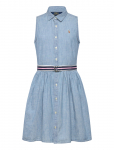 Ralph Lauren Kids - Belted Cotton Chambray Shirtdress - Varrukateta vabaajakleidid - 154-158