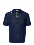 Selected - Slhjesse Ss Knit Open Structure Polo - L&uuml;hikeste varrukatega kootud polos&auml;rgid - XL