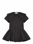 Ganni - Stretch Cotton Peter Pan Collar Shirt - L&uuml;hikeste varrukatega - 40